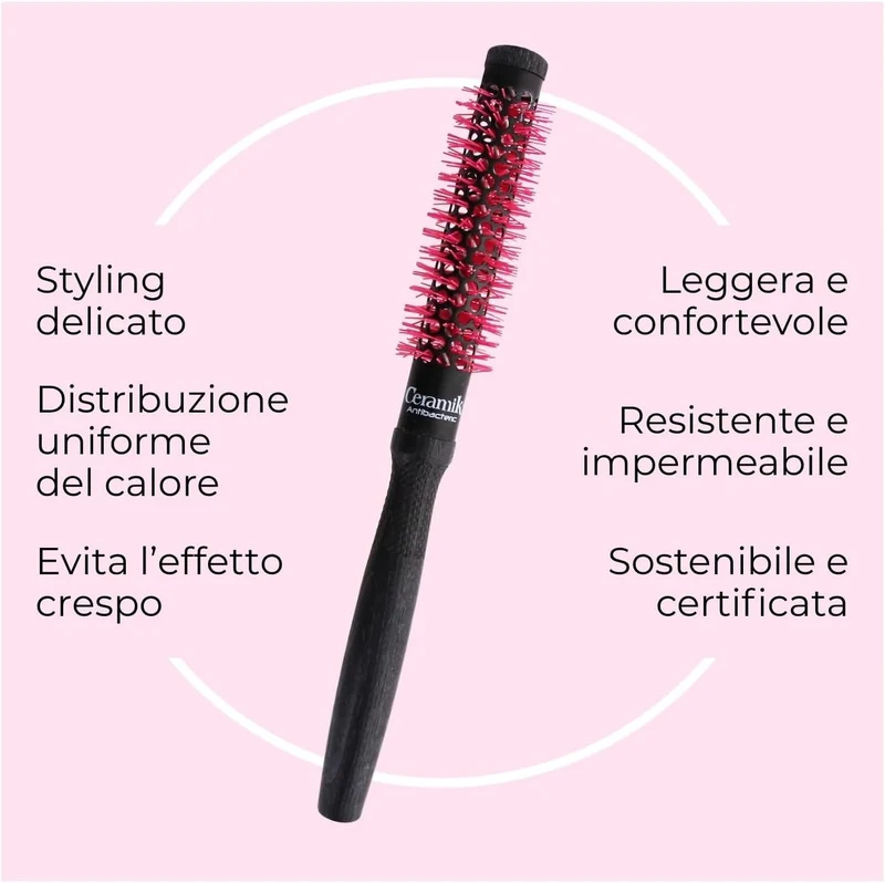 TEK Linea Professionale Spazzola Termica con Rullo in Ceramica e Setole Antibatteriche