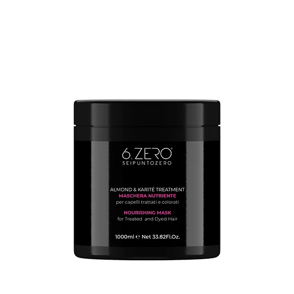 6.ZERO Maschera Nutriente per Capelli Colorati e Trattati- Almond & Karitè- 1000 ml