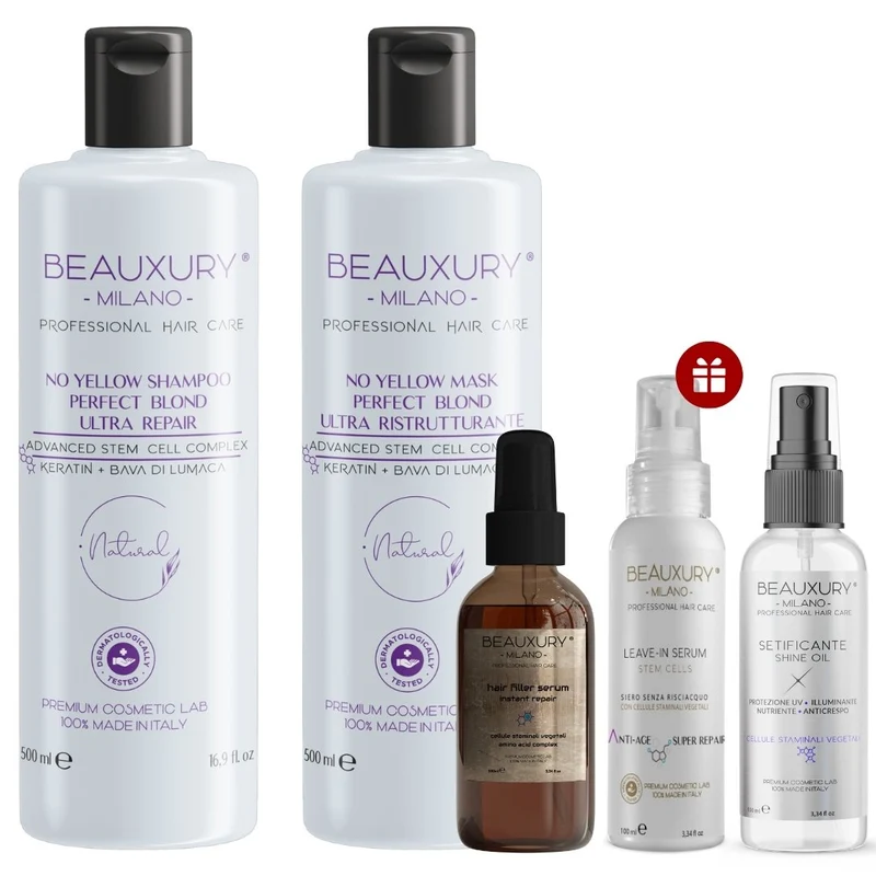 Trattamento Ricostruzione 500ML No Yellow con Filler Serum | Ricostruzione Intensiva | Bundle Kit Promozionale | Pro Vitamin Complex