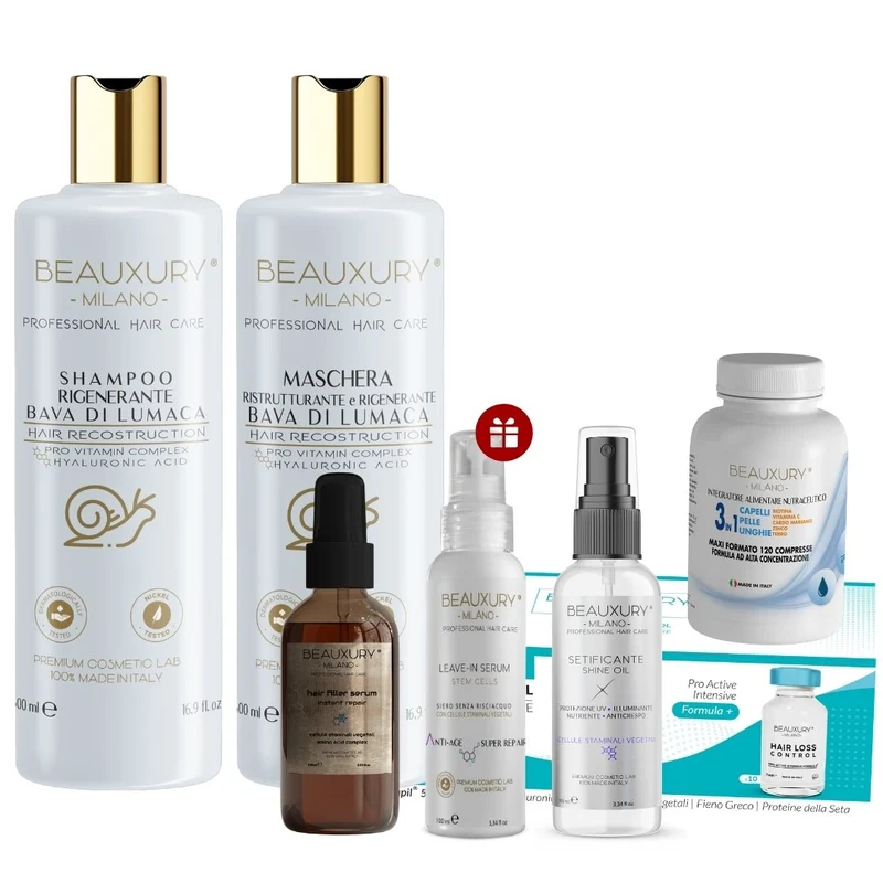 Kit Ricostruzione 500ML Capelli Danneggiati Lisci e Mossi | con Filler e Kit Anticaduta | Pro Vitamin Complex