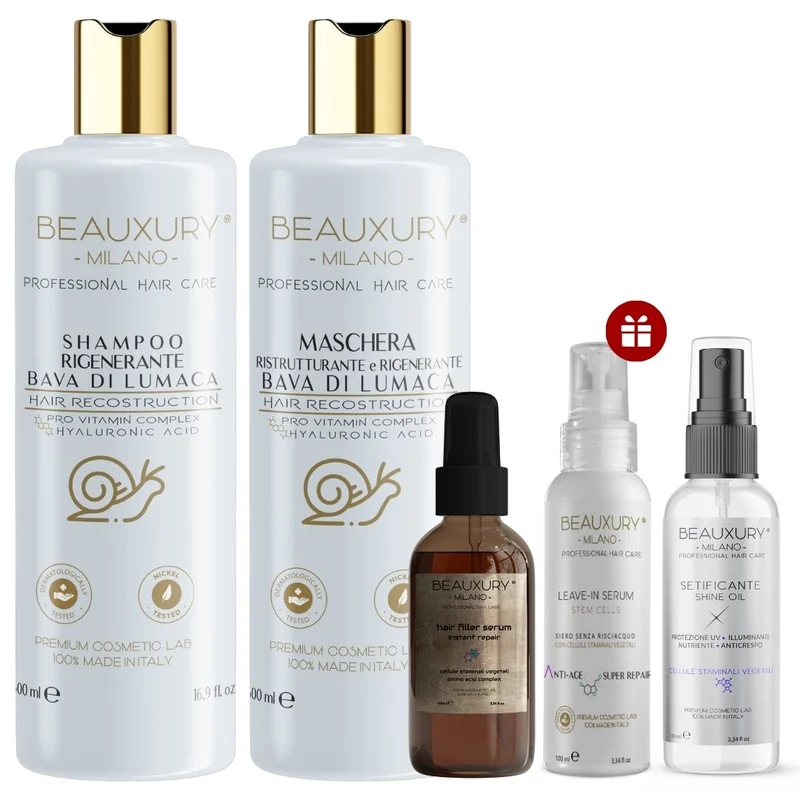 Kit Ricostruzione 500ML Capelli Danneggiati Lisci e Mossi | con Filler e Olio Setificante | Pro Vitamin Complex