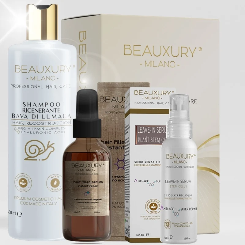 Trattamento Ricostruzione Professionale alla Bava di Lumaca per Capelli Danneggiati e Trattati in Premium Box