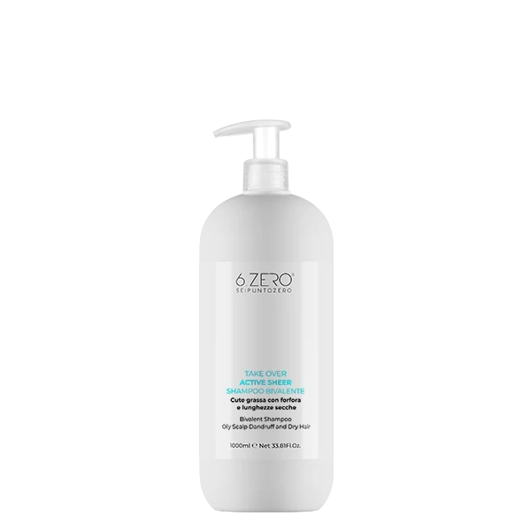 6.ZERO Shampoo Bivalente per Cute Grassa, con Forfora e Lunghezze Secche- Active Sheer -