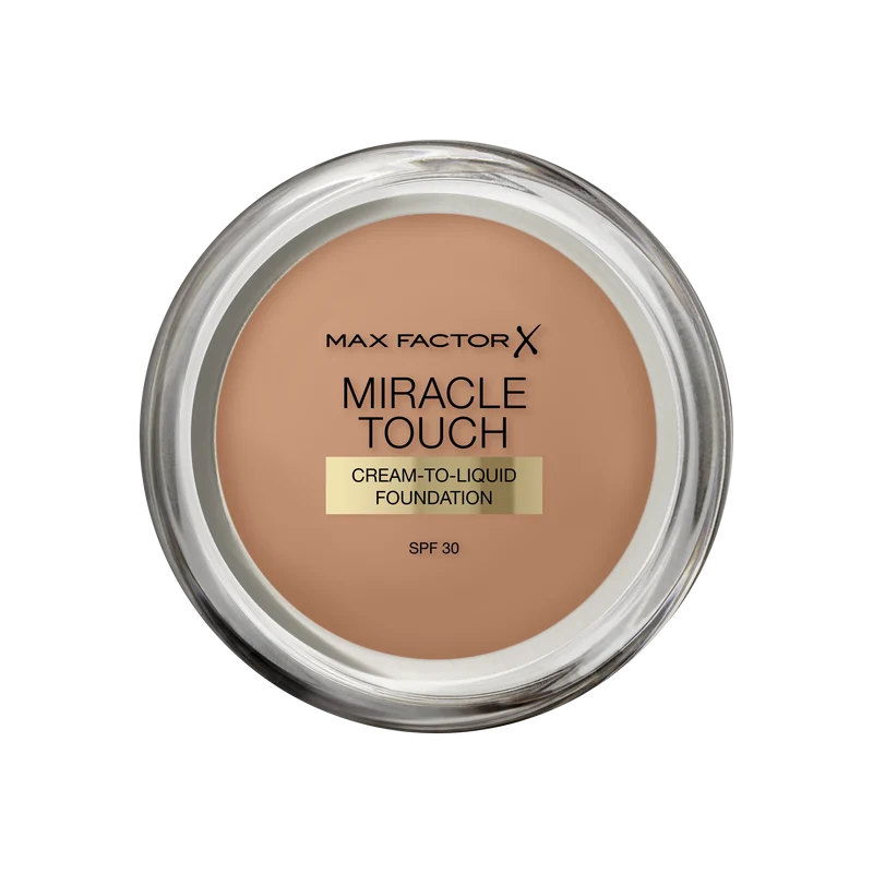 Max Factor Miracle Touch, Fondotinta Coprente con Acido Ialuronico, 085 Caramel, 12 ml