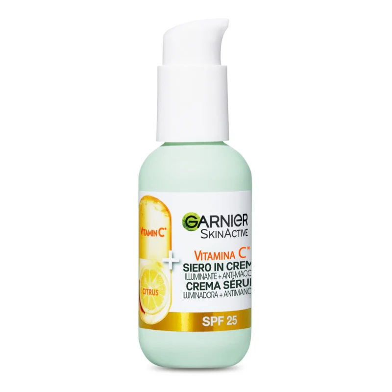 Garnier SkinActive, Siero in Crema Vitamina C, Illuminante 2 in 1 con Siero Vitamina C + Crema Idratante SPF25, Anti-Macchie, 50ml