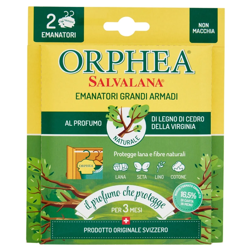 Orphea Salvalana Emanatori Grandi Armadi al Profumo Naturale di Legno di Cedro 2 x 4,4 g