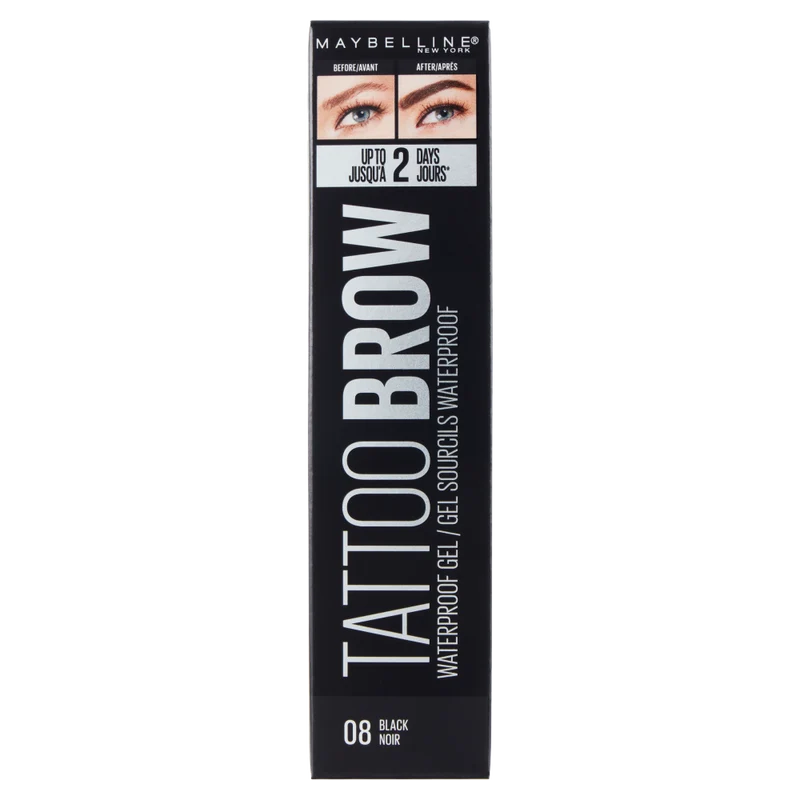 Maybelline New York Gel Sopracciglia Tattoo Brow, Waterproof, a Lunga Tenuta, 08 Black