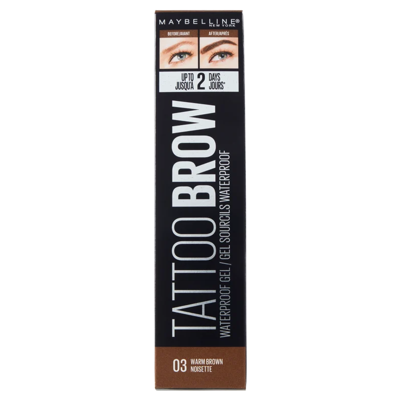 Maybelline New York Gel Sopracciglia Tattoo Brow, Waterproof, a Lunga Tenuta, 03 Warm Brown
