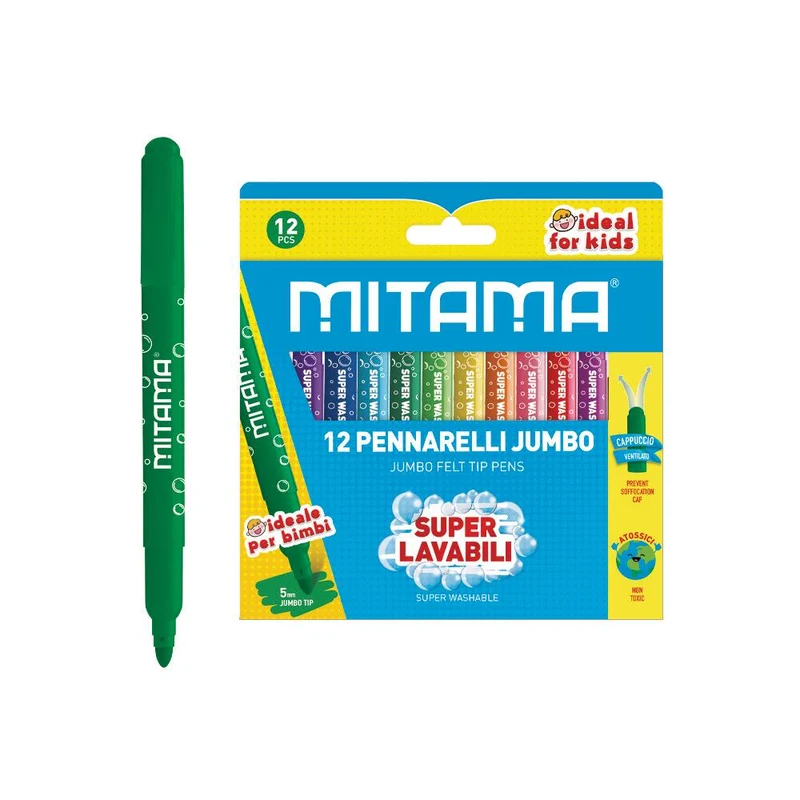 Mitama Pennarelli Jumbo Super Lavabili, punta Maxi, Scat. 12 pz