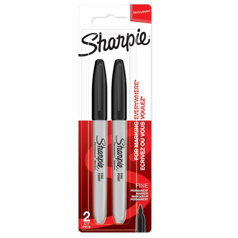 SHARPIE Pennarelli Indelebili, Punta Fine, Confezione da 2, Nero
