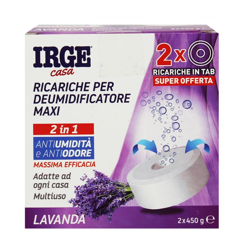 Irge - Ricariche Per Deumidificatore 2 In 1 Maxi Tab - 2 X 450 Grammi
