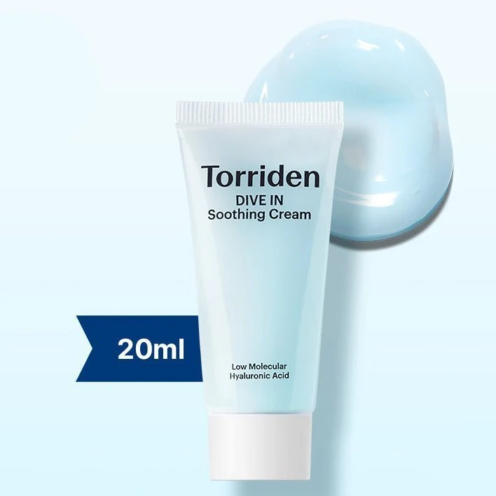 🎁 Crema lenitiva all'acido ialuronico a basso peso molecolare Dive-in 20 ml (mini) (sconto del 100%)