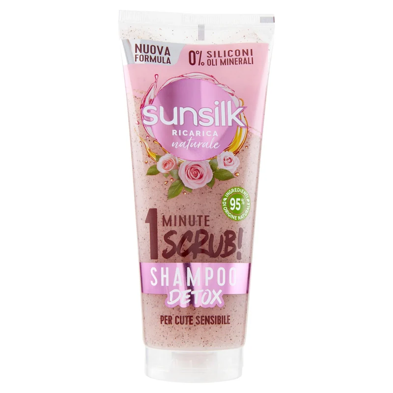 sunsilk Ricarica Naturale 1 Minute Scrub! Shampoo Detox per Cute Sensibile 200 ml