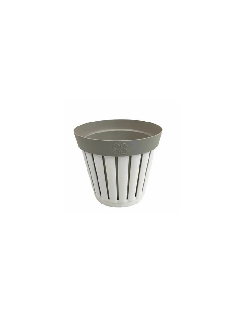 Ecoplast Srl - Kreta Vaso Tondo 25cm Bianco/Tortora