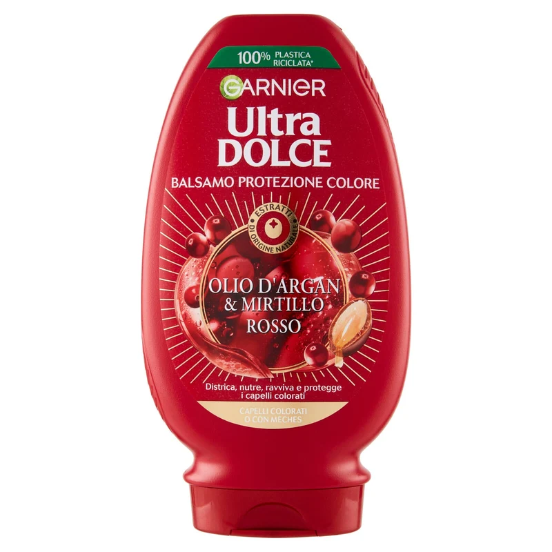 Garnier Balsamo Ultra Dolce Olio di Argan e Mirtillo Rosso, Balsamo per Capelli Colorati, 200 ml