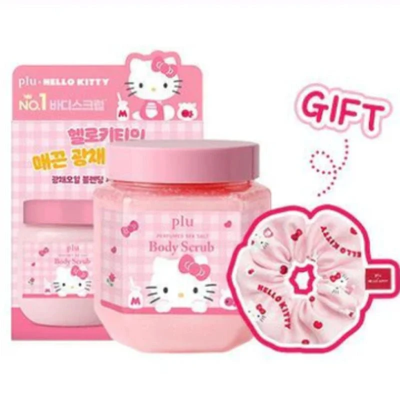 Hello Kitty Scrub corpo profumato al sale marino 600g (Legnoso Floreale) + Elastico per capelli