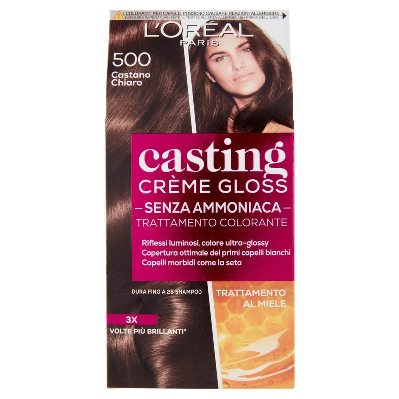 L'Oréal Paris Tinta Capelli Casting Creme Gloss, Senza Ammoniaca, 500 Castano Chiaro