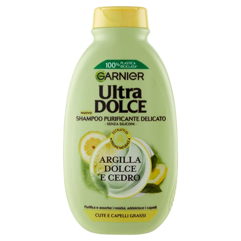 Garnier Shampoo Ultra Dolce, Shampoo per Capelli che Tendono a Ingrasssarsi, Argilla e Cedro, 250 ml