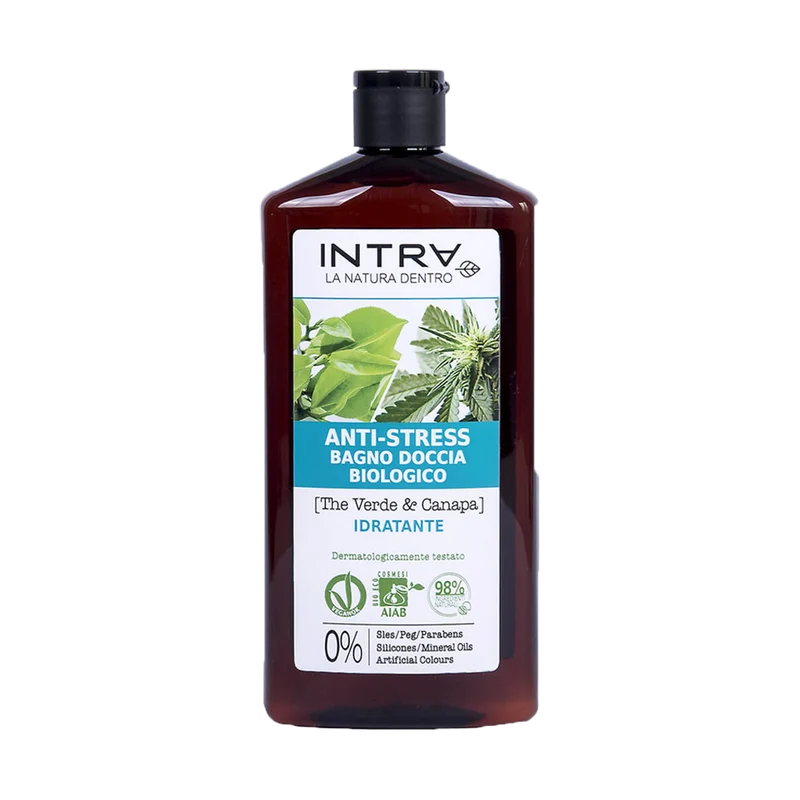 Intra - Bagno Doccia Antistress al The Verde e Canapa - Biologico e Idratante - 400 ml