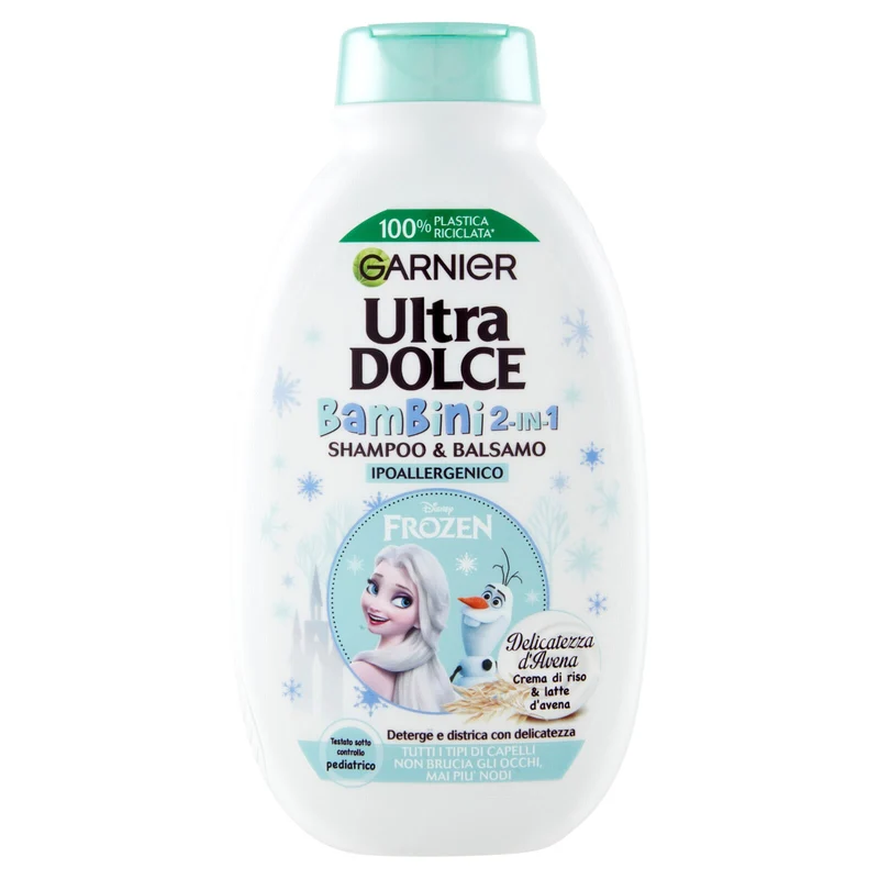 Garnier Shampoo 2in1 Ultra Dolce Delicatezza d'Avena 2in1 Kids, Per Capelli e Cute Delicati dei Bambini, 250 ml,