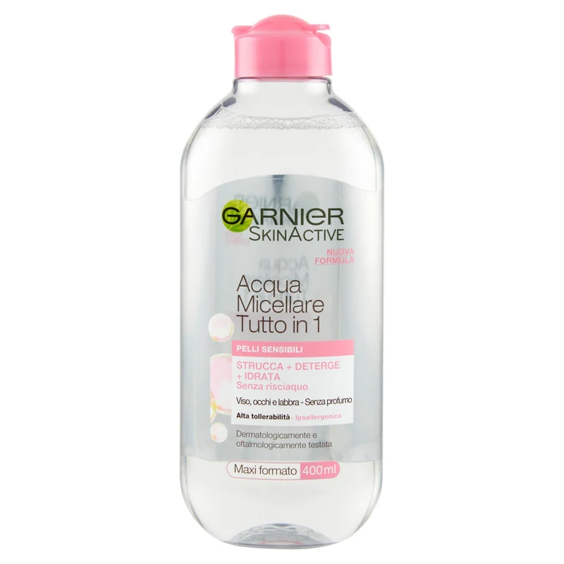 Garnier SkinActive, Acqua Micellare Tutto in 1, Pelli sensibili, Maxi formato, 400 ml