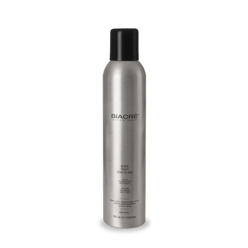 BIACRÉ Shine Fixer Semi di Lino - Lacca Ecologica Volumizzante e Anticrespo- 350 ml
