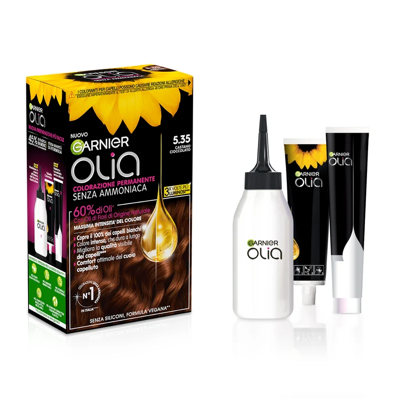 Garnier Tinta Capelli Olia, Colorazione permanente senza ammoniaca,Castano Cioccolato (5.35)