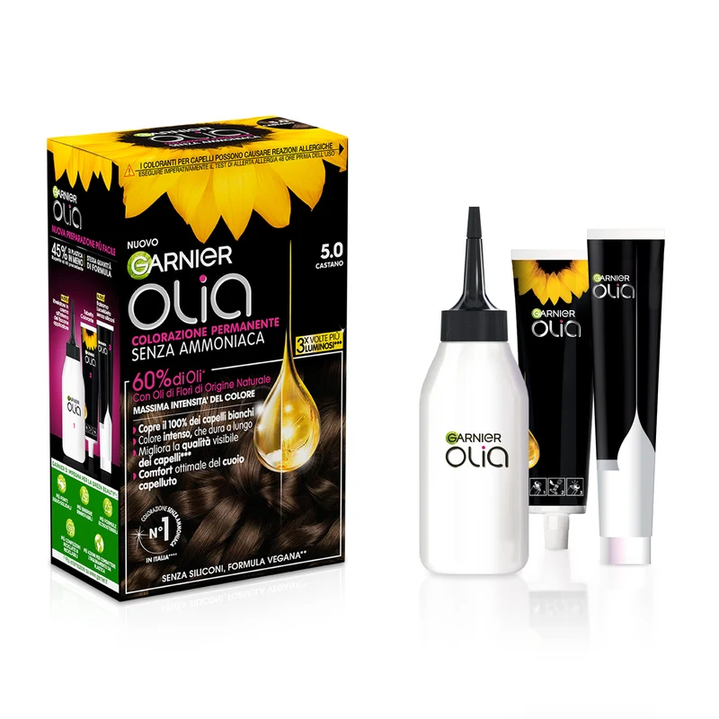Garnier Tinta Capelli Olia, Colorazione permanente senza ammoniaca Castano (5.0)