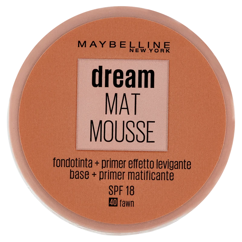 Maybelline New York Fondotinta Dream Mat Mousse, Base Opacizzante in Mousse, 40 Fawn