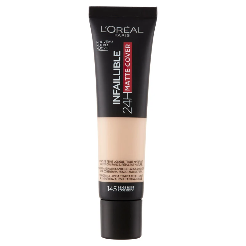 L'Oréal Paris Infaillible 24h Mat Cover Fondotinta Coprente Finish Matte Lunga Durata 145 Beige Rosé