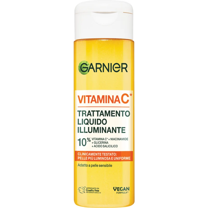 Garnier SkinActive Trattamento Liquido Vitamina C Illuminante 10% Vitamina C + Niacinamide + Glicerina + Acido Salicilico, 120ml
