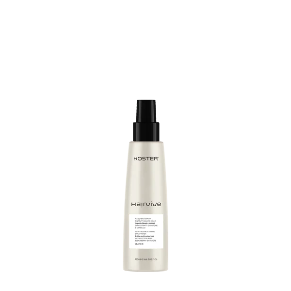 KOSTER Hairvive Maschera Spray Ristrutturante 10 in 1 - per Capelli Sfibrati e Trattati-