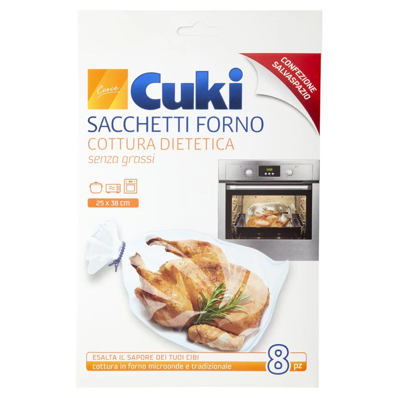 Cuki Cuoce Sacchetti Forno Cottura Dietetica senza grassi 25 x 38 cm 8 pz