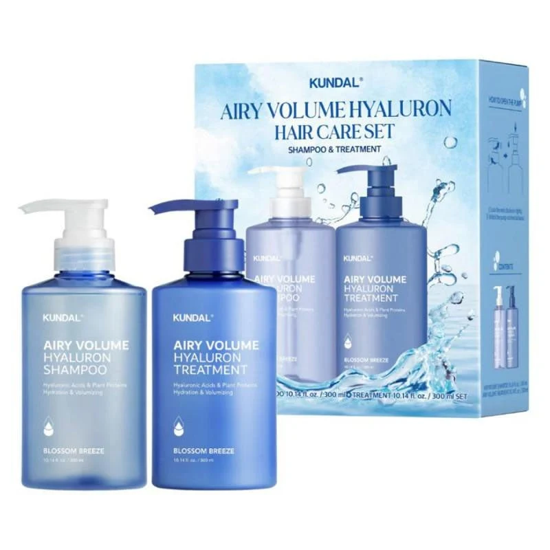 Set per la cura dei capelli Airy Volume Hyaluron - Shampoo + Trattamento 300 ml (Blossom Breeze)