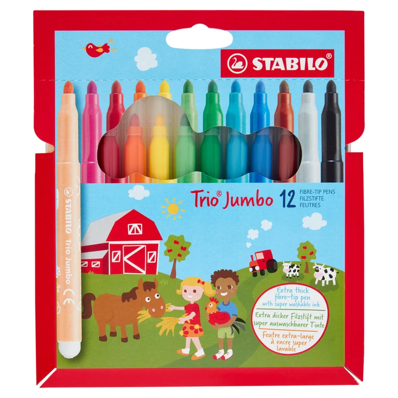 STABILO Trio Jumbo pennarellone con impugnatura triangolare - astuccio da 12 pz.