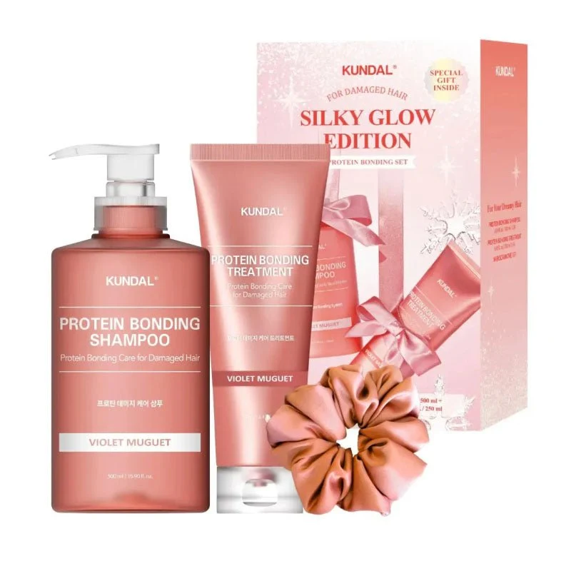 Silky Glow Edition - Shampoo Protein Bonding 500 ml + Trattamento 250 ml + Scrunchie (Ylang Ylang)