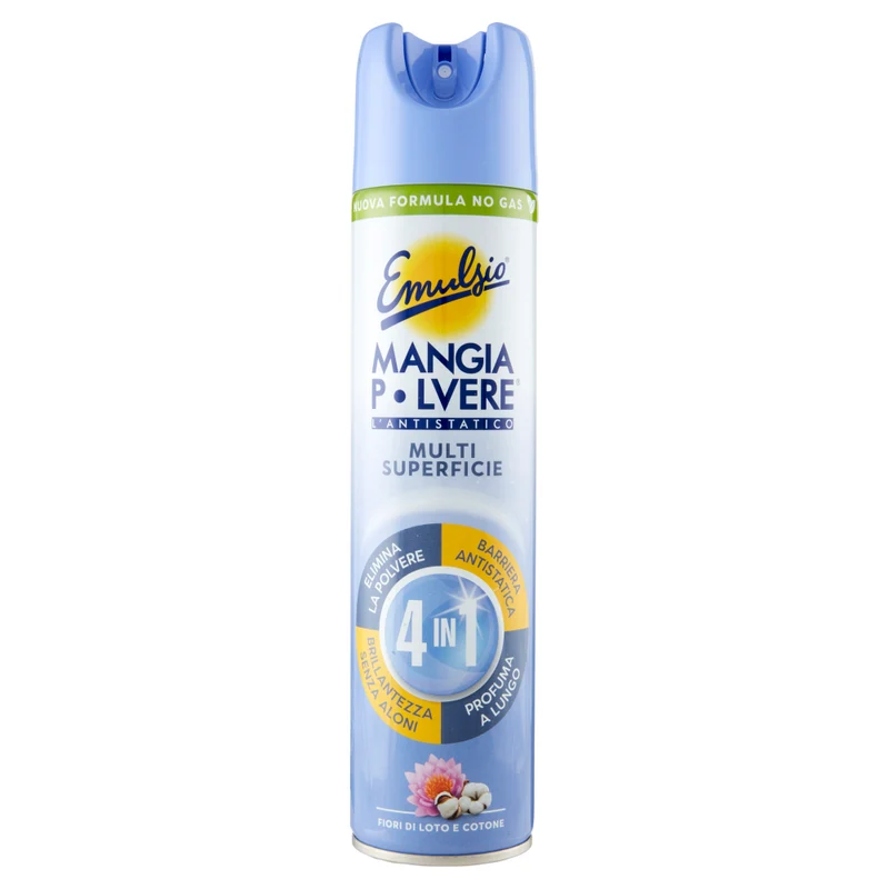 Emulsio - Emulsio Mangia Polvere: Antistatico 4 in 1, Fiori di Loto e Cotone - 300 ml