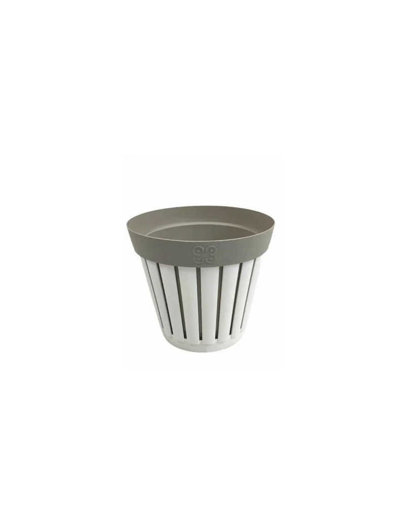 Ecoplast Srl - Kreta Vaso Tondo 20cm Bianco/Tortora