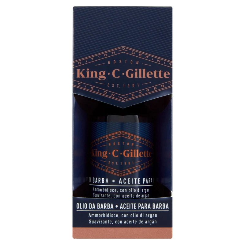 King C. Gillette Olio da Barba - Ammorbidisce ed Idrata con Olii di Argan, Jojoba e Avocado 30 ml