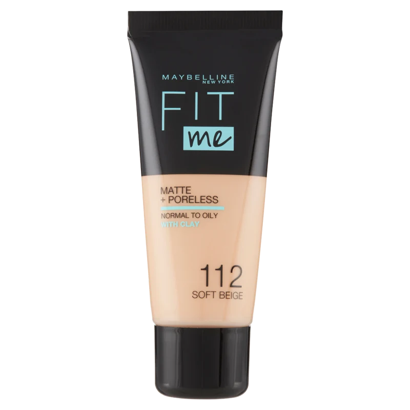 Maybelline New York Fondotinta Coprente Opacizzante Fit Me Matte & Poreless, 112 Soft Beige