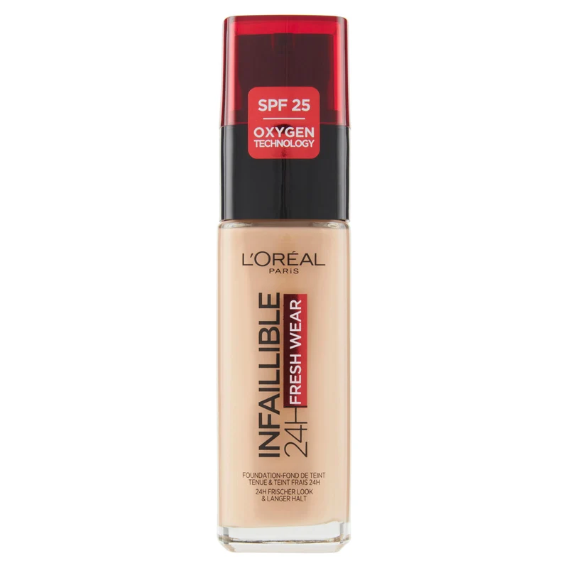 L'Oréal Paris Infaillible 24H Fresh Wear, Fondotinta Liquido, Protezione SPF25, Miel (235), 30 ml