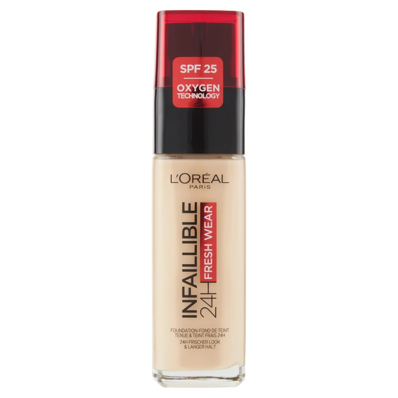 L'Oréal Paris Fondotinta Liquido Infaillible 32H, Coprente a Lunga Tenuta 32H, Formula Waterproof Idratante, 100 Lin, 30ml