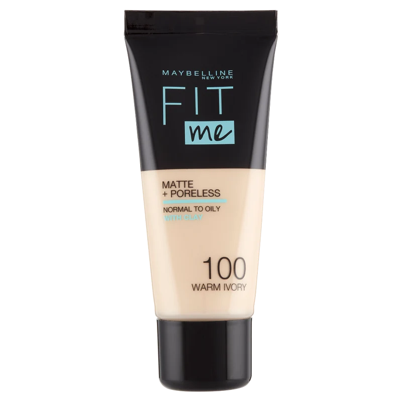 Maybelline New York Fondotinta Fit Me Matte&Poreless, Finish Opacizzante, 100 Warm Ivory