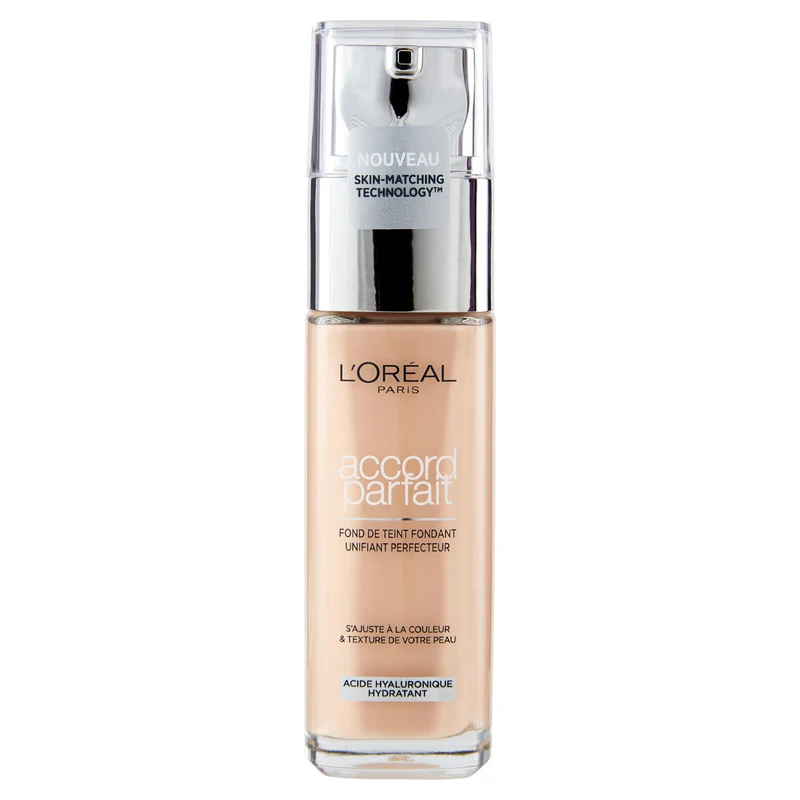 L'Oréal Paris Accord Parfait, Fondotinta Liquido con Acido Ialuronico, 2.N Vanille/Vanilla, 30 ml